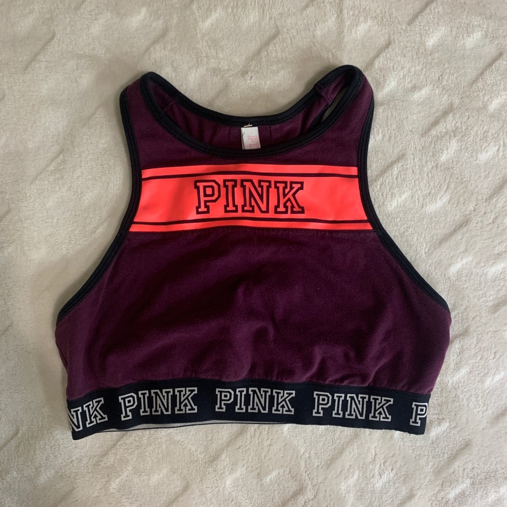 Victoria’s Secret PINK Cropped Haut Court High Neck Sports Bra in Size Medium